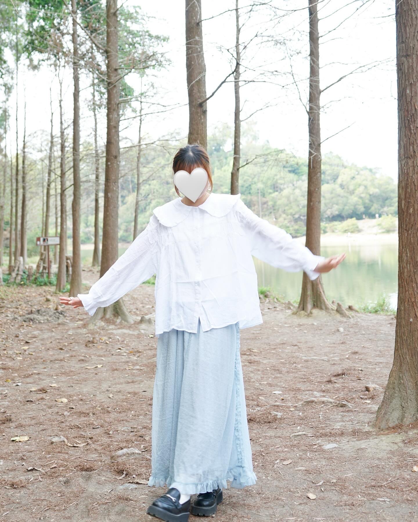 娃娃領三層皺皺透薄上衣