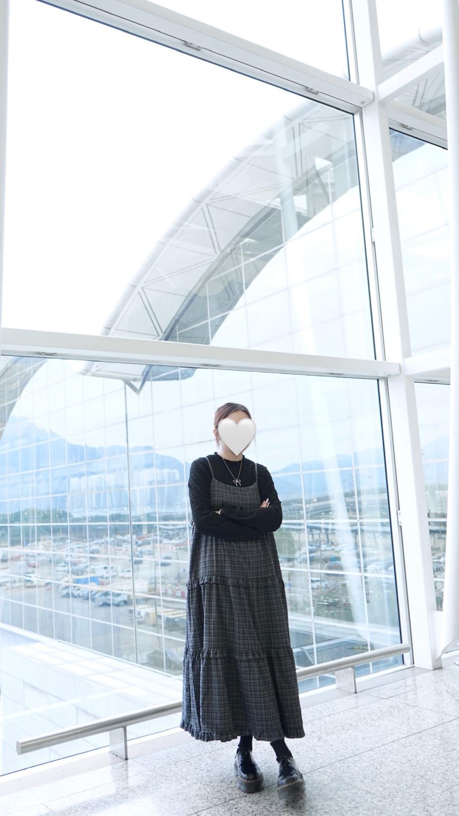 格仔層層蛋糕吊條連身裙