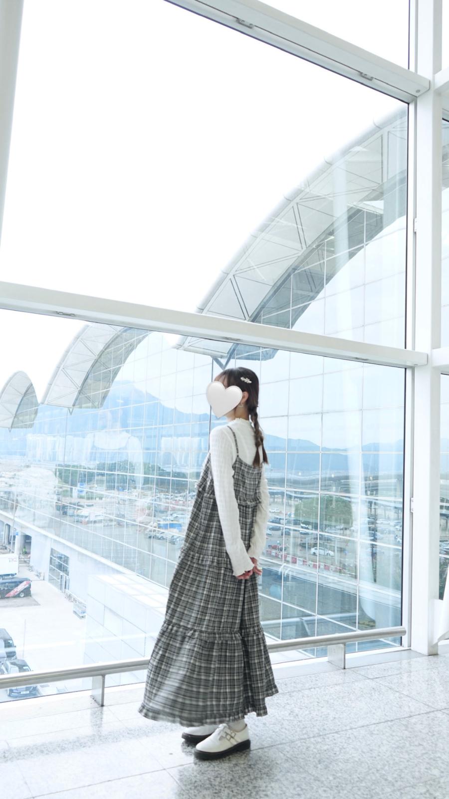 格仔層層蛋糕吊條連身裙