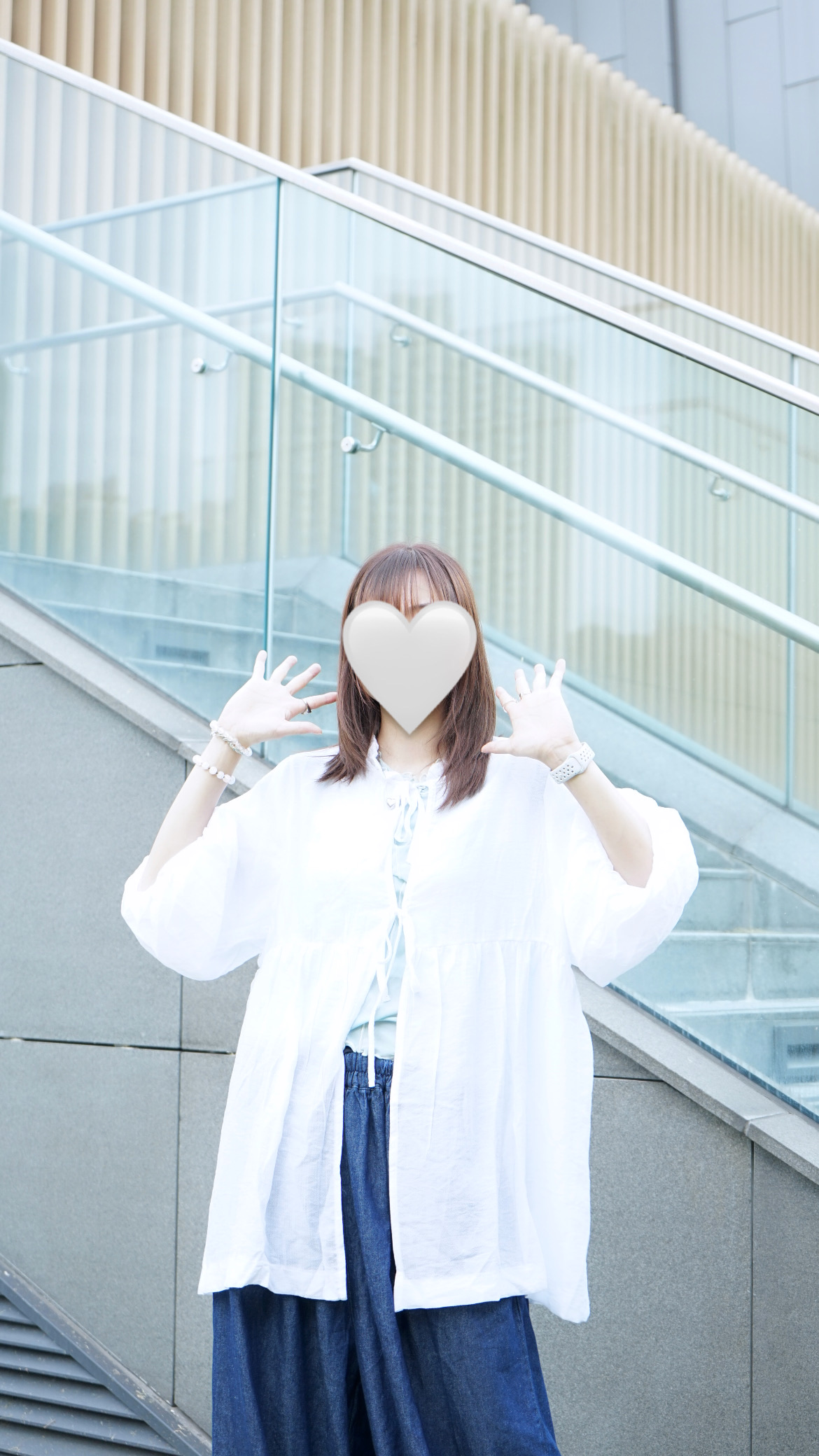遮手臂～泡泡袖雙綁結Outer