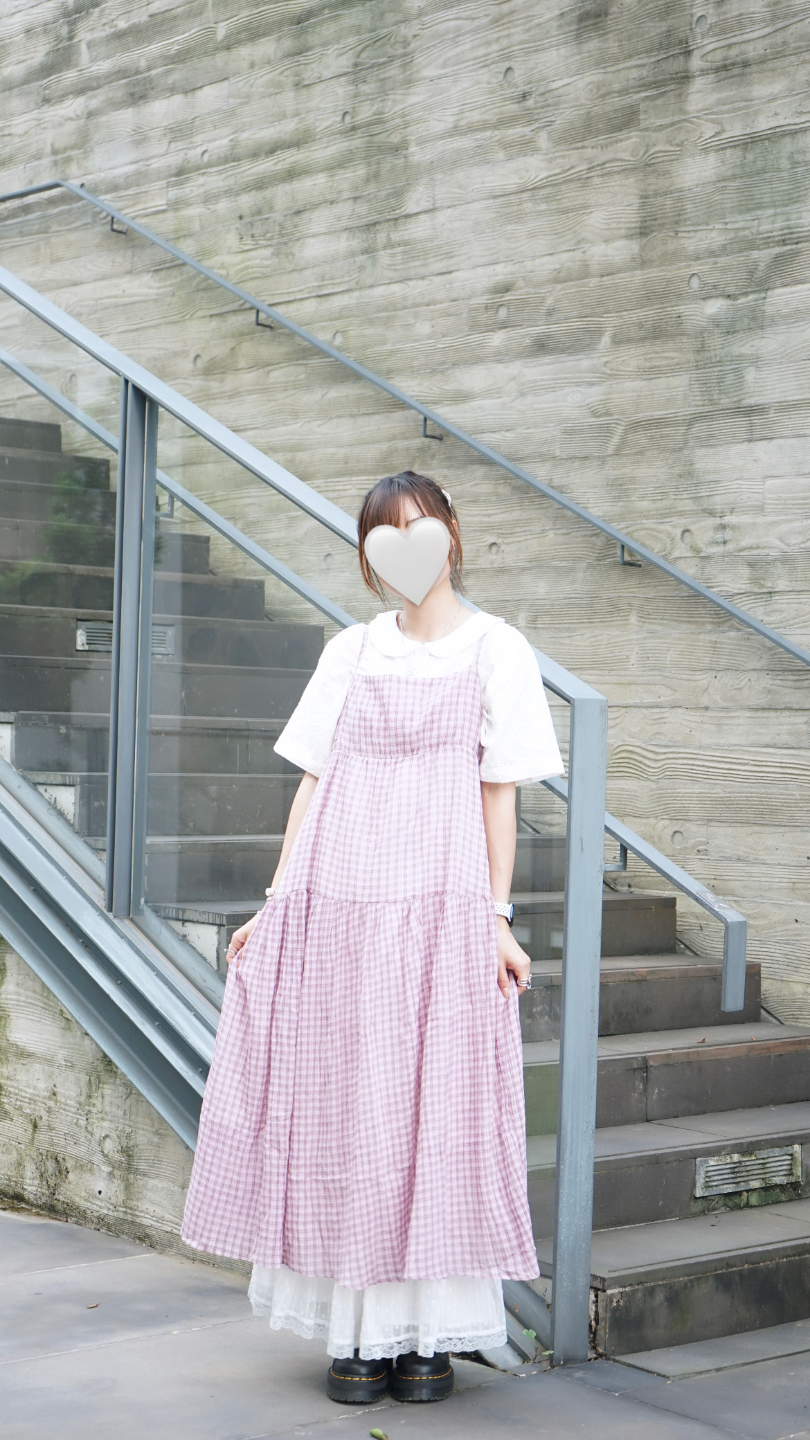 B4A508B1-E08E-46C0-9BDC-D346F8E54D18 後綁帶格仔連身裙