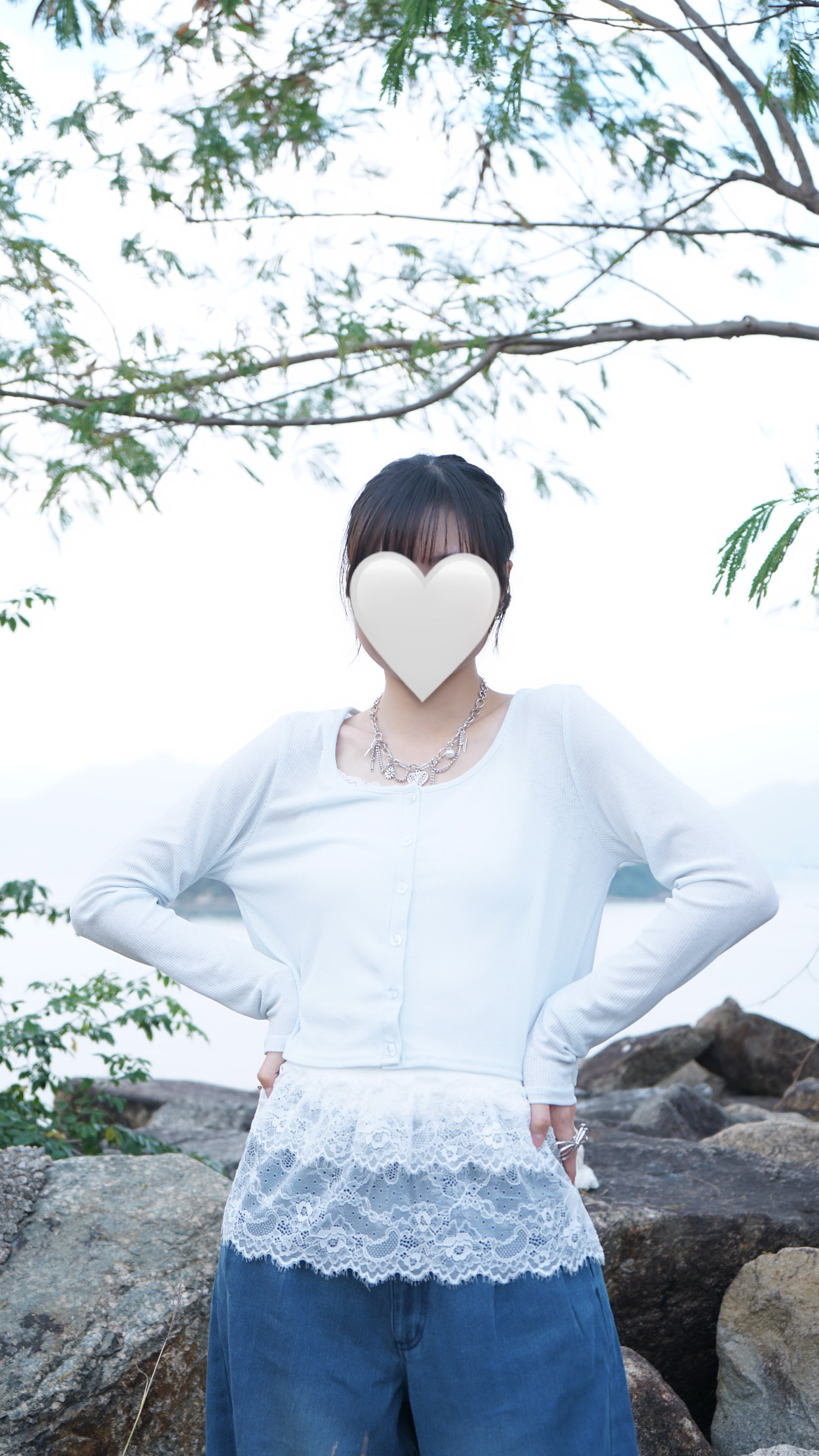 2件套！Lace邊邊背心+小外套