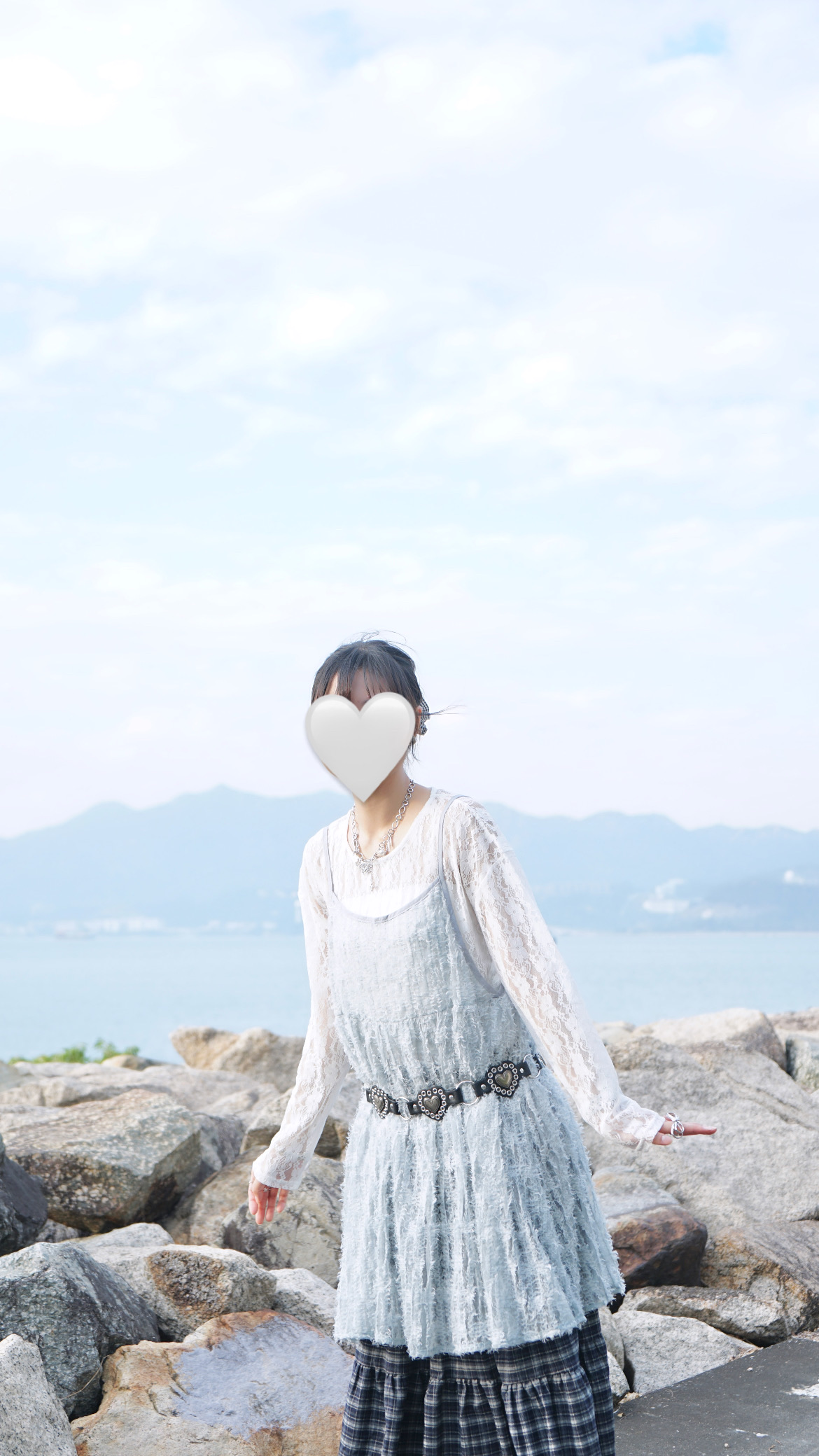 羽毛暗格紋吊帶背心