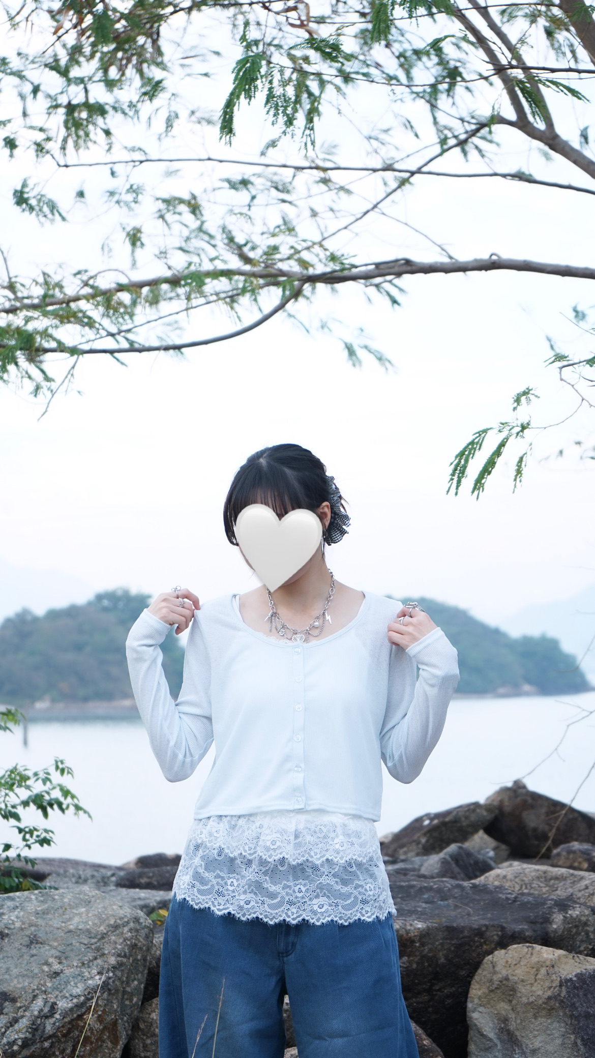 2件套！Lace邊邊背心+小外套