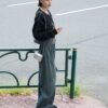 雙層混色短針織外套