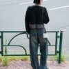 雙層混色短針織外套