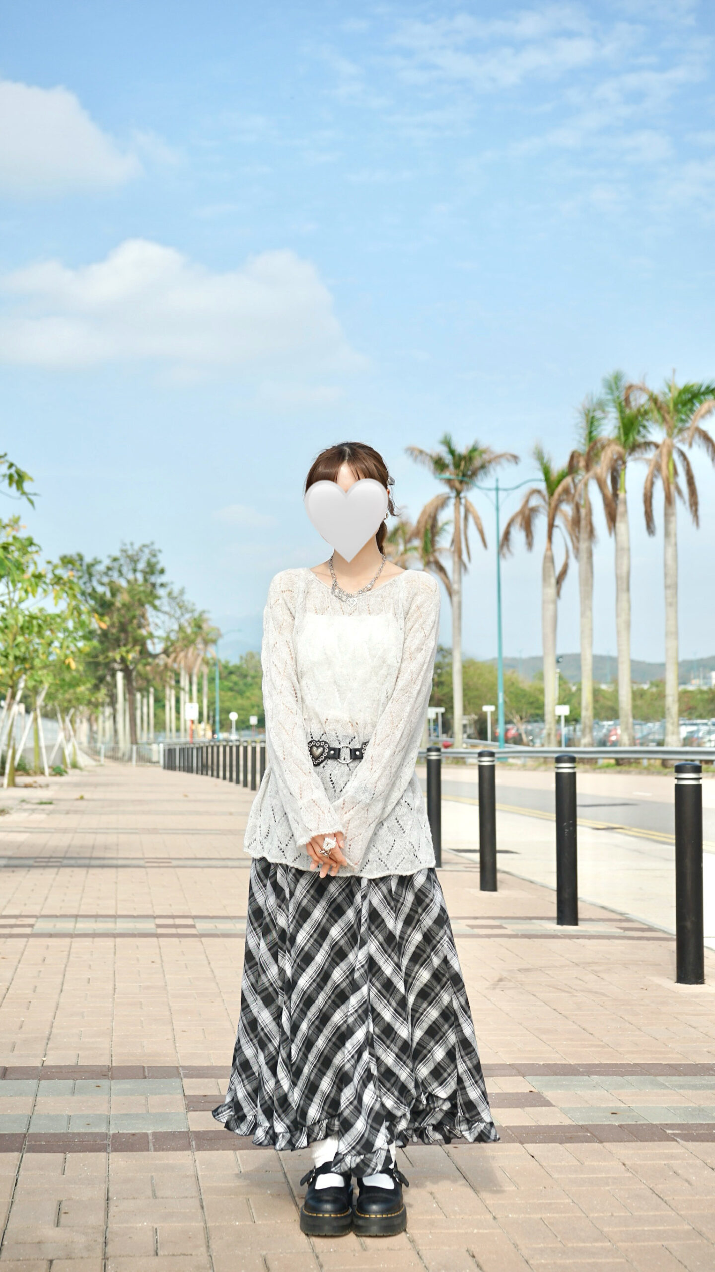 特別款！混色斜格紋長裙