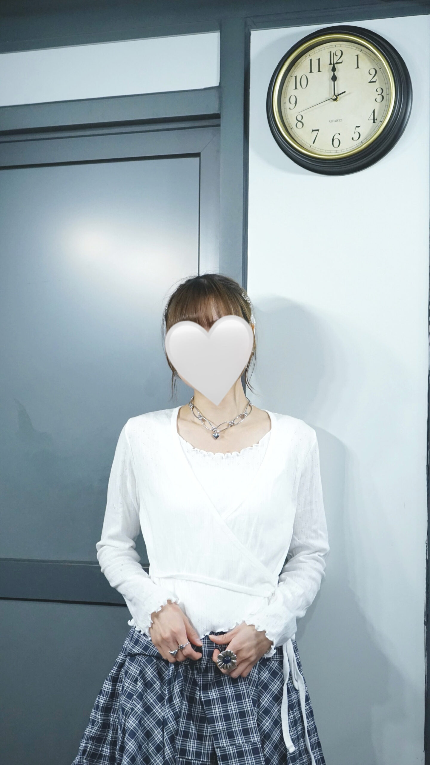 輕薄通花假兩件綁帶上衣