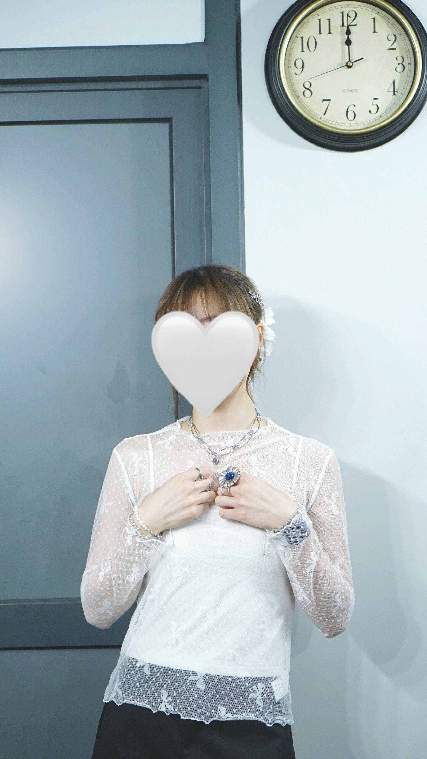 可愛小企領蝴蝶結透透top