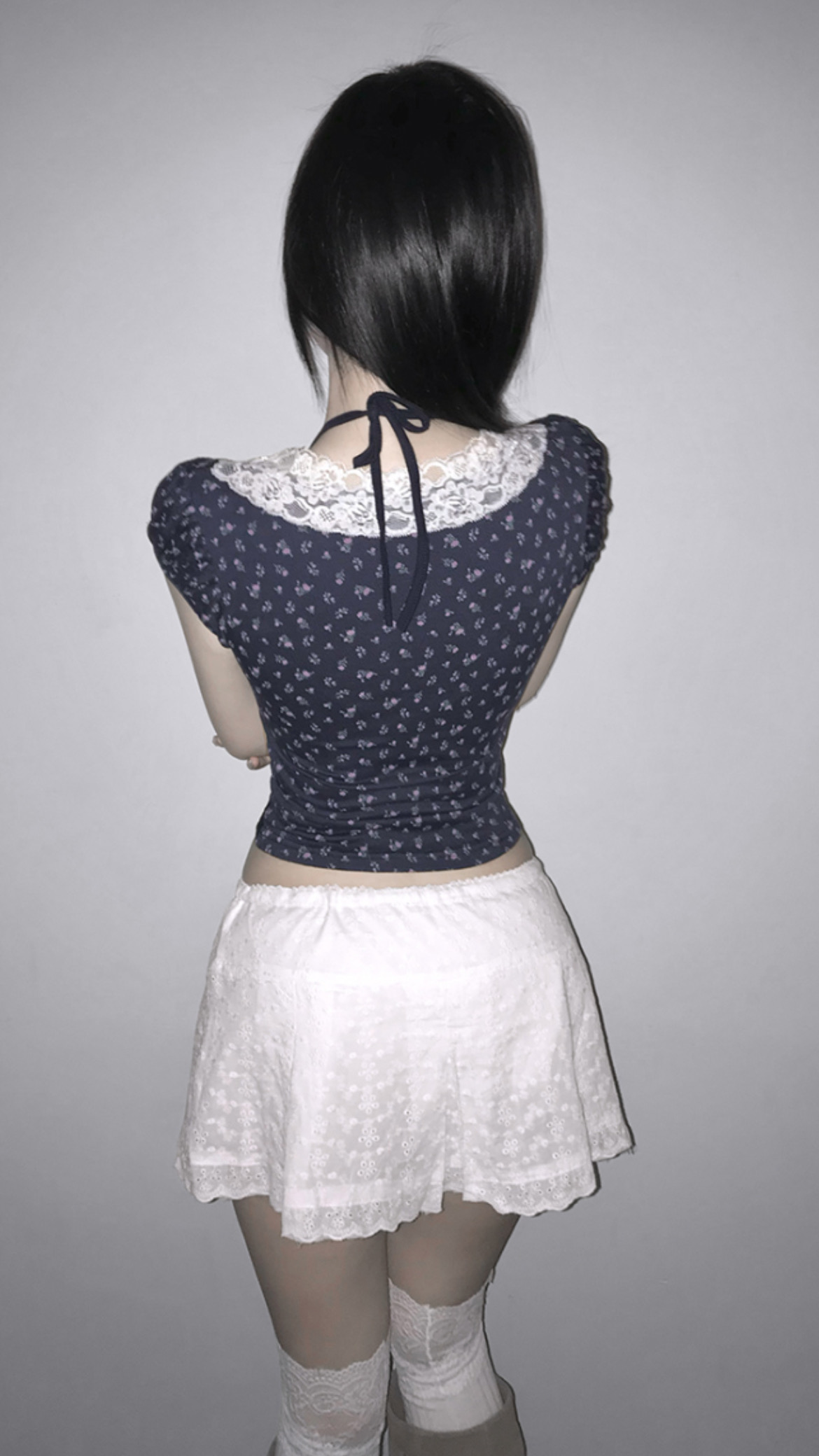 超美～小碎花lace拼布顯瘦上衣