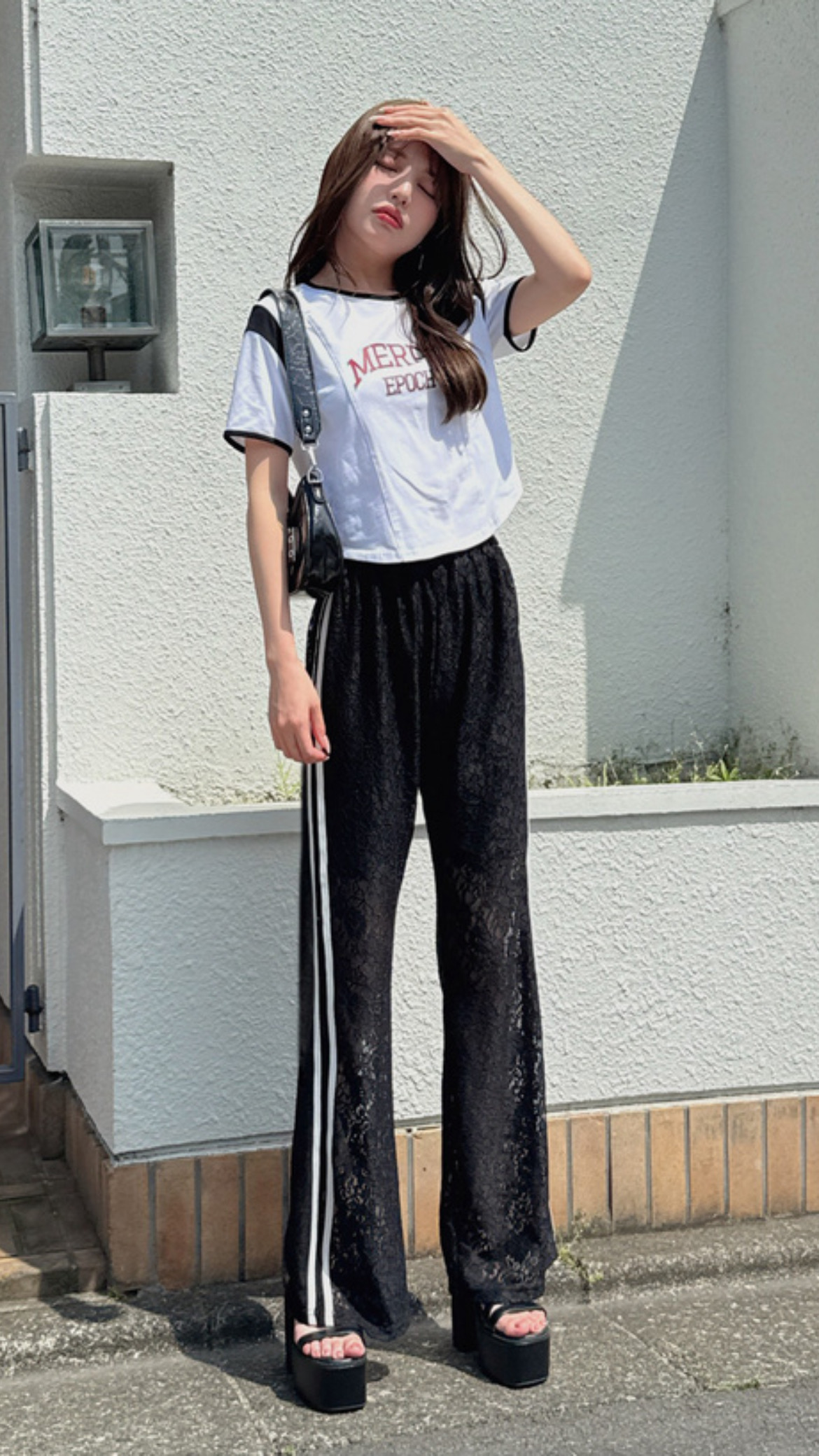 超顯瘦Lace花花喇叭褲
