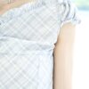 顯瘦～舒服滑滑格紋一字膊top