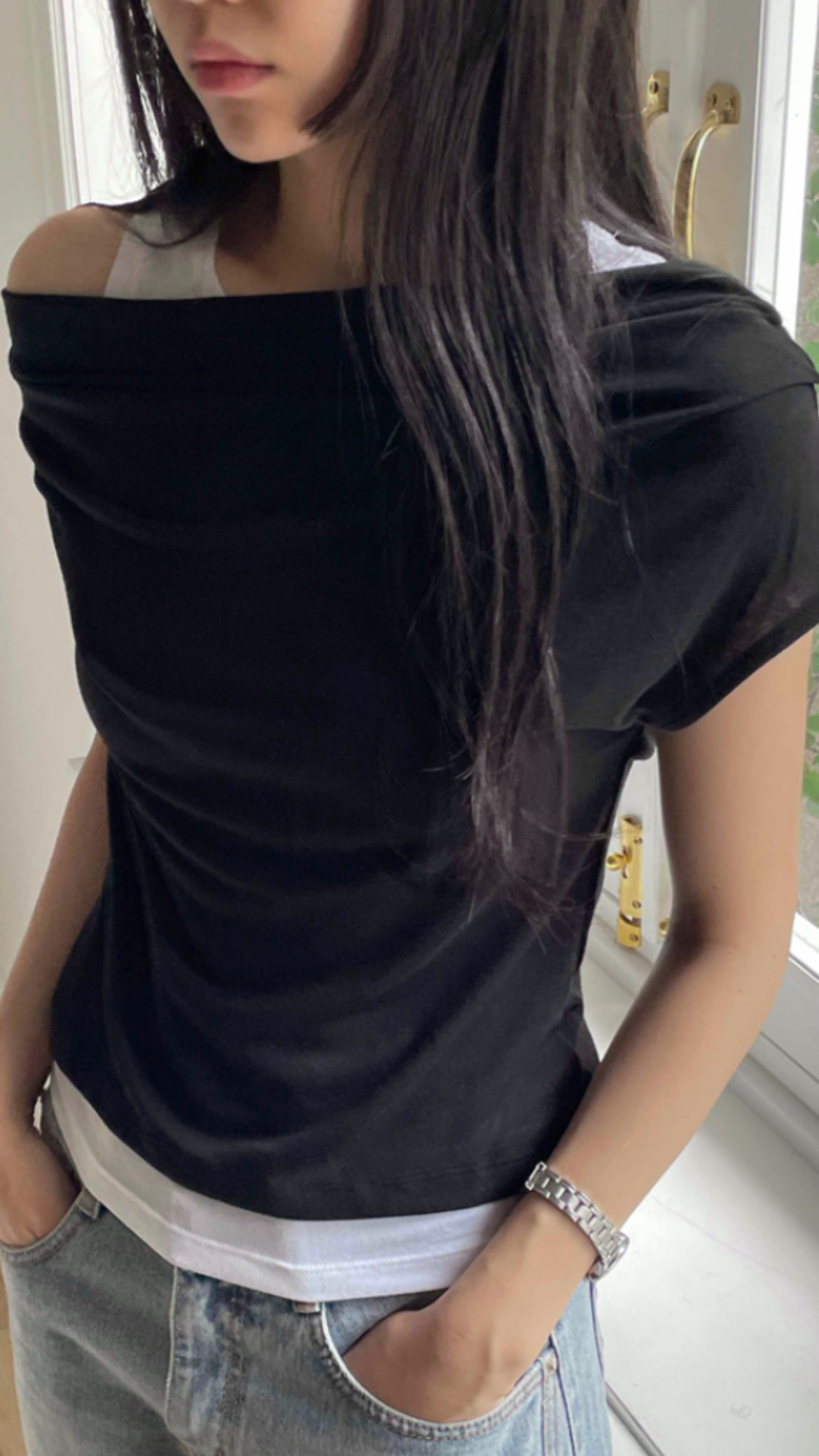 微性感韓系顯瘦露膊連背心上衣