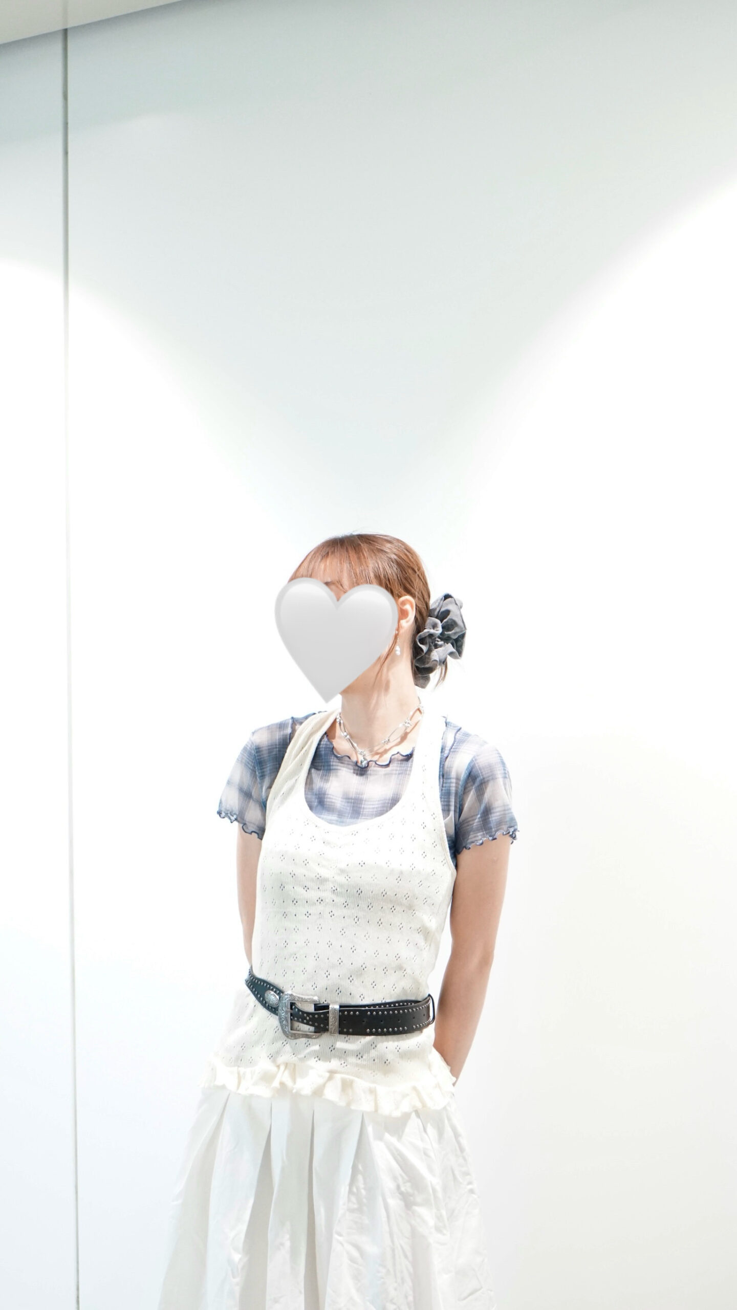 韓系棉質百褶中長裙