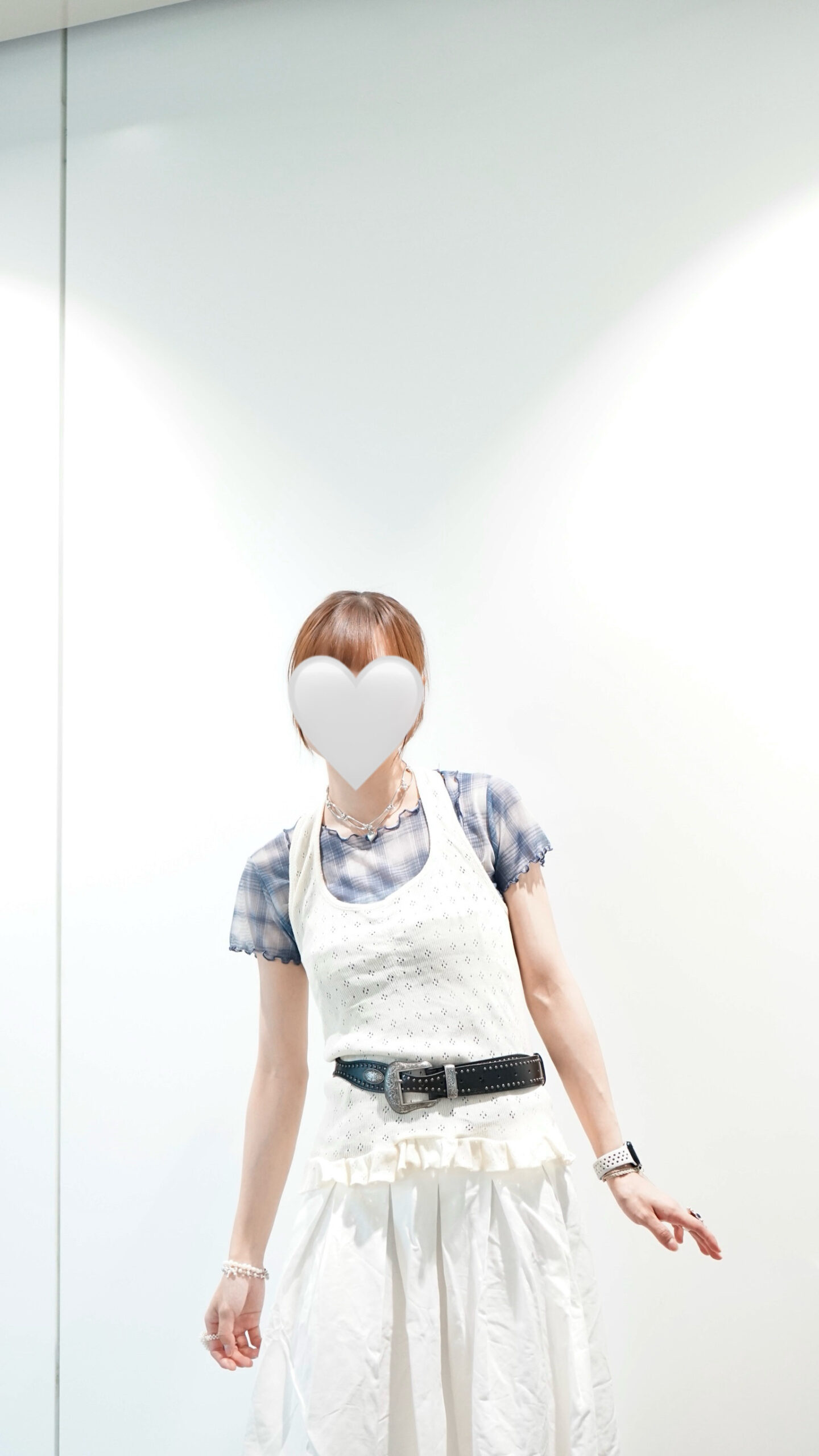 韓系棉質百褶中長裙